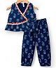 Babyhug Select Cambric Woven Sleeveless Kurti Salwar Set with Floral Print - Navy Blue