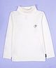 Kiddopanti Cotton Spandex Knit Full Sleeves Solid Winter Skivvy Tee - White