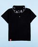 Kiddopanti Cotton Knit Half Sleeves Pearl Embellished Polo Tee - Black