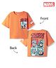 Pine Kids Marvel Single Jersey Knit Drop Shoulder Half Sleeves T-Shirt with Front & Back Avengers Print - Orange