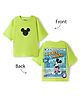 Pine Kids Disney Cotton Knit Drop Shoulder Half Sleeves T-Shirt with Front & Back Mickey Mouse Print - Green