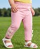 Babyoye Cotton Lycra Knit Full Length Leggings With Butterfly Applique - Pink