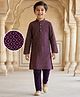 EARTHY TOUCH Cotton Knit Full Sleeves Printed Kurta Pyjama Set - Purple