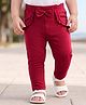 Babyoye Cotton Lycra Knit Full Length Solid Leggings With Bow Applique - Maroon