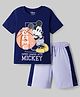 Pine Kids Disney Single Jersey Knit Half Sleeves T-Shirt & Shorts Night Suit With Mickey Mouse Graphics - Multicolor