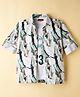 Radutu Cotton Woven Full Sleeves Abstract Printed Shirt with Inner Tee - Light Green & White