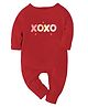 Zeezeezoo 100% Cotton Knit Valentine Theme Full Sleeves Xoxo Text Printed Romper - Red