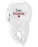 Zeezeezoo 100% Cotton Knit Valentine Theme Full Sleeves Daddys Valentine Text Printed Romper - White