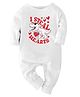 Zeezeezoo 100% Cotton Knit Valentine Theme Full Sleeves I Steal Hearts Text Dinosaur Printed Romper - White