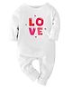 Zeezeezoo 100% Cotton Knit Valentine Theme Full Sleeves Love Text Printed Romper - White
