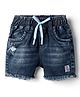 Olio Kids Denim Woven Above Knee Length Distressed Shorts with Patch Detailing - Blue