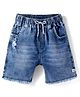 Olio Kids Denim Woven Above Knee Length Distressed Shorts - Light Blue