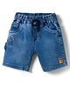 Olio Kids Denim Woven Above Knee Length Shorts with Text Print - Light Blue