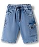Olio Kids Denim Woven Above Knee Length Shorts With Print - Light Blue