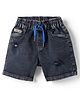 Olio Kids Denim Woven Above Knee Length Solid Color Shorts - Navy Blue
