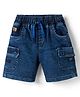 Olio Kids Denim Woven Above Knee Length Shorts with Text Print - Light Blue
