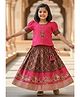 Lagorii Silk Woven Half Puffed  Sleeves Abstract Embroidered Pattu Pavadai Set - Pink
