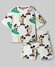 Pine Kids Disney Drop Shoulder Sleeves Co-Ord T-Shirt & Shorts Night Suit With Mickey Mouse Print - White