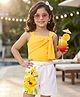 OLLINGTON ST. Cotton Knit  Sleeveless Top & Shorts Set - Yellow & White