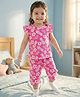 Babyhug Cotton Knit Half Sleeves T-Shirt & Capri Co-ord Night Suit With Floral Print - Pink