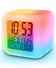 WOLTAX LED Digital Alarm Clock with 7 Colour Changing Night Light | Time, Date, Day & Temperature Display | Kids Bedside Desk Clock