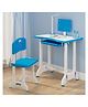 StarAndDaisy Study Table for Kids 3-12years Boys Girls/Kids Study Table with Hight Adjustable Table & Chair, Book Storage, Book Holder & Cup Holder (Blue (with LED LAMP), Engineered Wood
