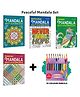 Mandala, Motivation, Nature - Mandala Adult Colouring Book and more with 10 Colour Pencils :- calming art therapy collection for adults, creative mandala patterns | Combo of 4 Books