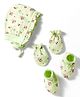 Babyhug 100% Cotton Interlock Knit Cap Mittens & Booties With Floral Print Multicolor - Diameter 13 cm