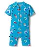 ROVARS Half Raglan Sleeves Legged Swimsuit With Fruit Print - Aqua Blue