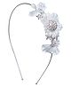 Daizy Stone Embellished Floral Applique Detailed Hair Band - White