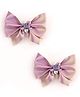 Daizy Bow & Floral Applique Detailed Alligator Clips - Lilac
