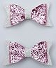Daizy Glittered Bow Applique Detailed Hair Clips - Pink