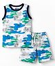 Pine Kids Cotton Knit Sleeveless T-Shirt & Shorts Co-ord Night Suit with Controller & Camouflage Print - White