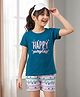 Pine Kids Cotton Knit Half Sleeves T-Shirt & Shorts Printed Night-Suit - Blue