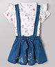 ToffyHouse Interlock Knit Half Sleeves Top & Skirt Set With Bunny Print & Embroidery - White & Blue