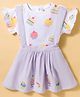 ToffyHouse Interlock Knit Half Sleeves Cup Cakes Printed T-Shirt & Skirts Set - Lavender