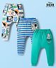 Babyhug Disney Interlock Knit Full Length 101 Dalmatians Printed Diaper Leggings Pack of 3 - White Blue & Sea Green
