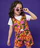 OLLINGTON ST.  Sleeveless Floral Printed Twill Jacket  With Inner Tee & Printed Twill Shorts Set - Multicolour