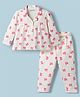 Babyoye Single Jersey Knit Full Sleeves Co-Ord Top & Pyjama Night-Suit With Bow & Polka Dots Print - White