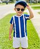Babyhug 100% Cotton Knit Half Sleeves Striped T-Shirt & Shorts Set - Blue & White