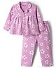 Babyoye 100% Cotton Knit Full Sleeves Floral Printed Co-Ords Top & Pyjama Night Suit - Lavender