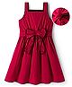 Hola Bonita 100% Cotton Woven Sleeveless Solid Dress With Bow Applique & Belt - Red