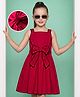 Hola Bonita 100% Cotton Woven Sleeveless Solid Dress With Bow Applique & Belt - Red