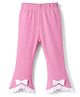 Babyhug Lycra Knit Full Length Solid Leggings With Bow Applique - Pink