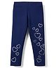 Babyhug Lycra Knit Full Length Hearts Foil Printed Leggings - Navy Blue