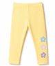 Babyhug Lycra Knit Full Length Leggings With Floral Patch - Yellow