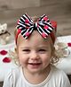 Knotty Ribbons Bow Applique Detailed Striped & Hearts Printed Headband - Red