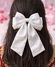 Knotty Ribbons Pearl Embellished Bow Applique Detailed Alligator Clip - White
