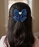 Knotty Ribbons Pearl & Sequins Embellished Bow & Heart Applique Detailed Alligator Clip - Blue