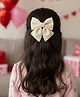 Knotty Ribbons Pearl & Sequins Embellished Bow & Heart Applique Detailed Alligator Clip - Off White